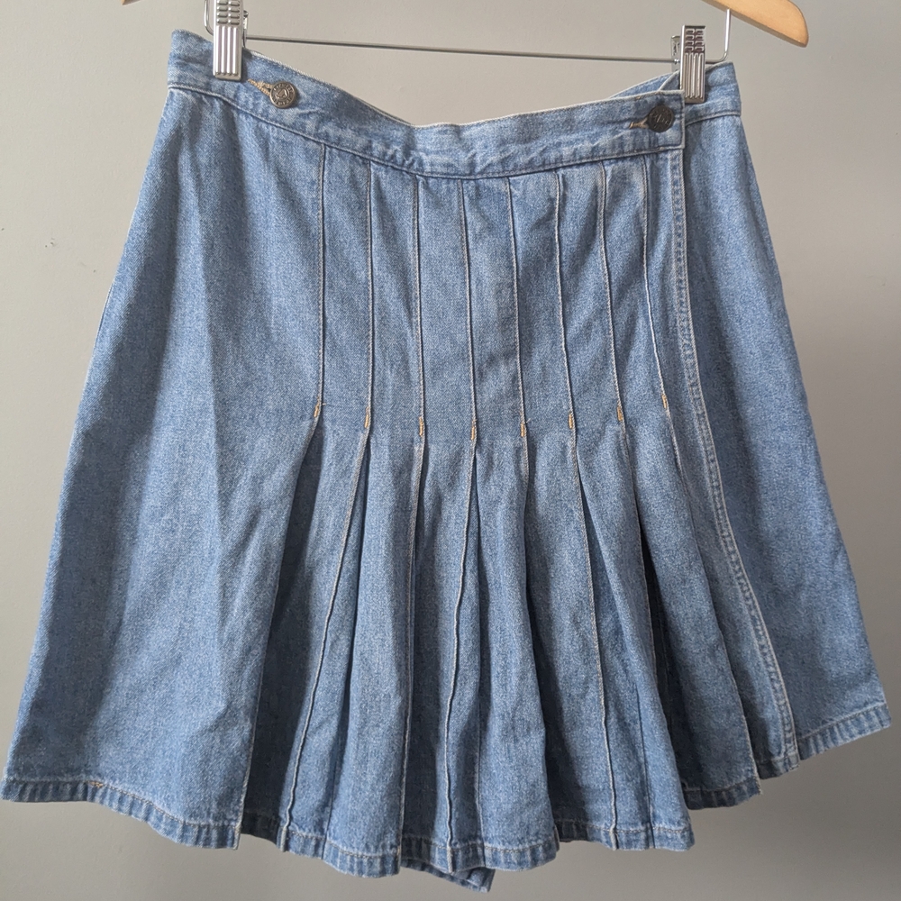 Denim Pleated Skirt